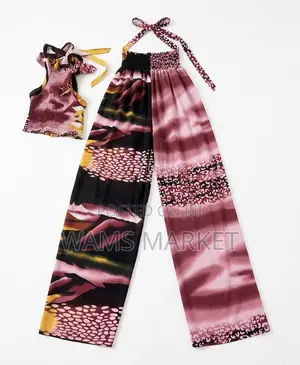 Women’S 2-Piece Wide-Leg -Sleeveless Top High Waist Trousers