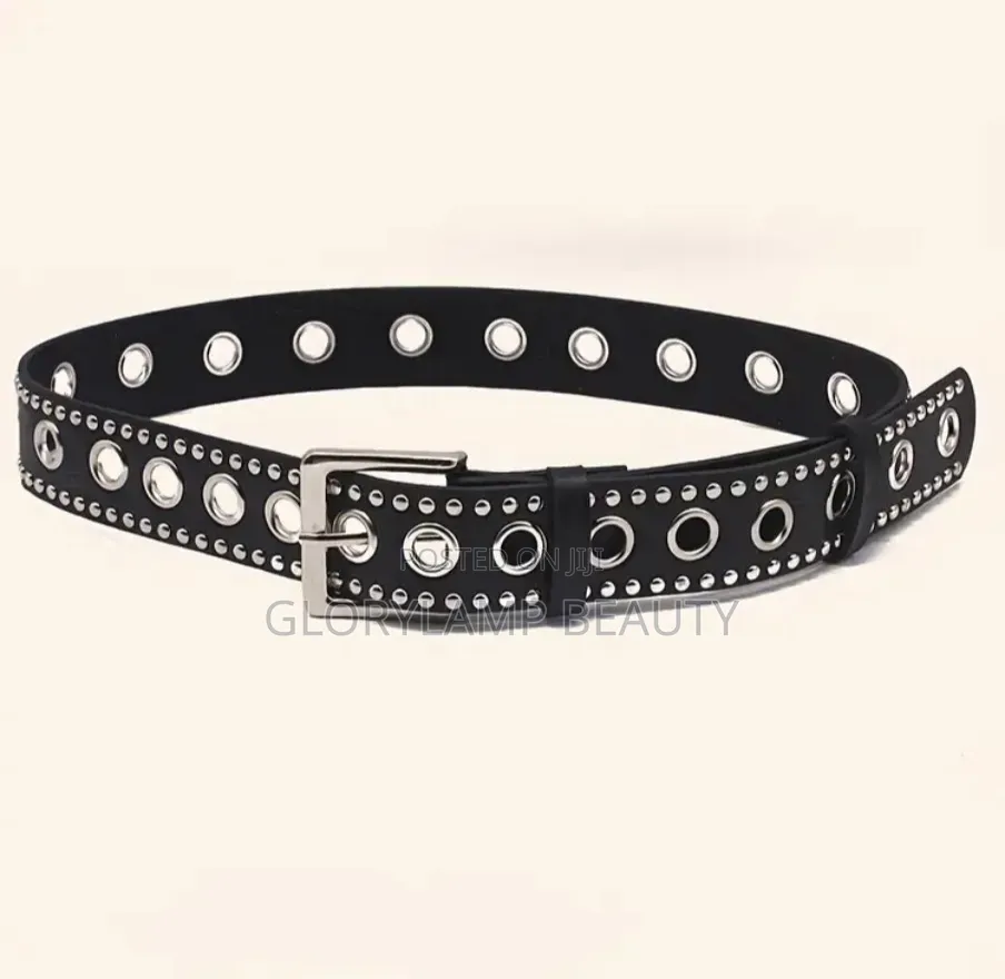 Punkrock Double-Row Studded Eyelet Belt Unisex Gothic Streetwear Style