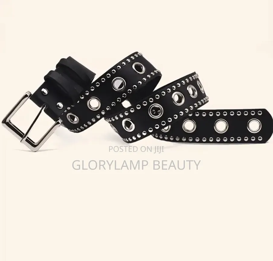 Punkrock Double-Row Studded Eyelet Belt Unisex Gothic Streetwear Style