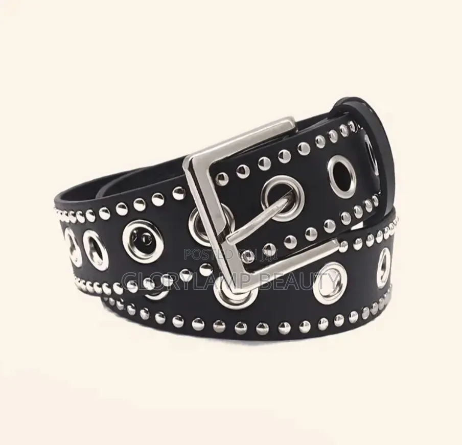 Punkrock Double-Row Studded Eyelet Belt Unisex Gothic Streetwear Style