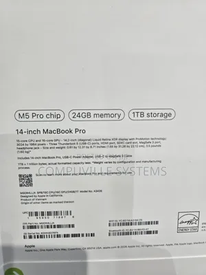 New Laptop Apple MacBook Pro 24GB Apple M5 Pro SSD 1T