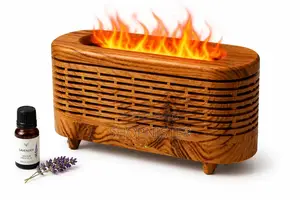 Premium Flame Effect Aroma Diffuser – Luxury Wooden Design 