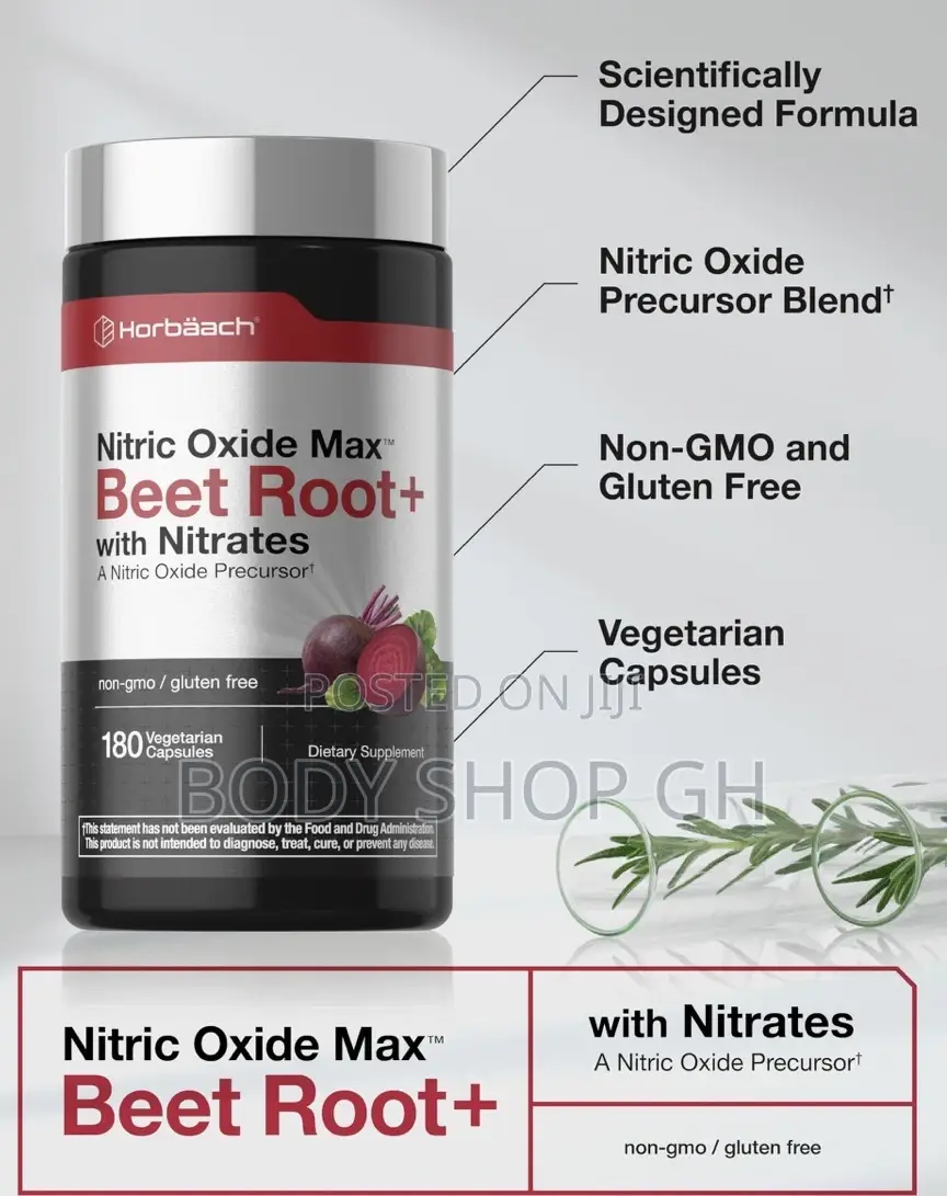 Horbaach Beet Root Capsules - Natural Nitric Oxide Booster - 180 Caps