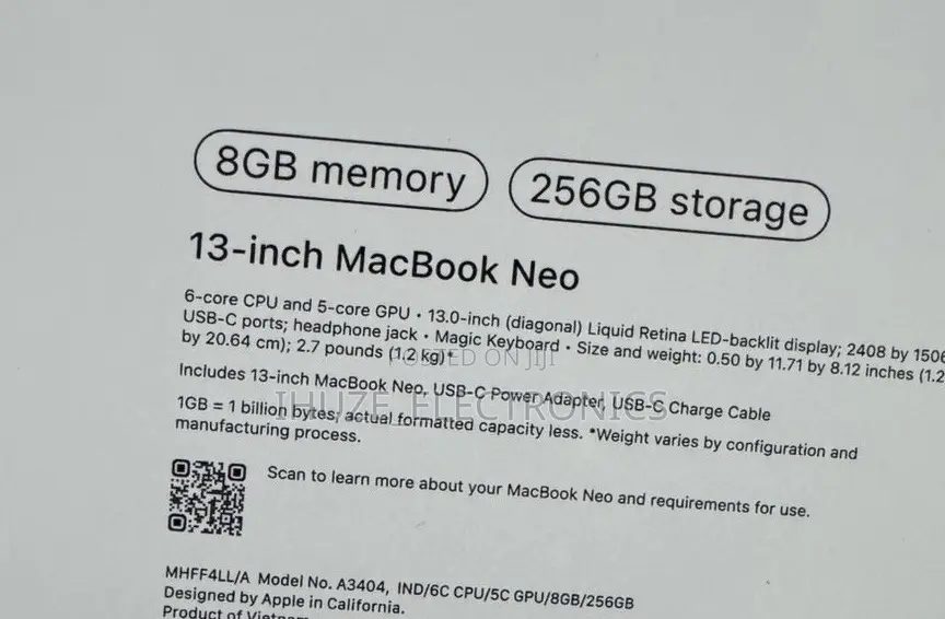 New Laptop Apple MacBook Neo 2026 8GB SSD 256GB