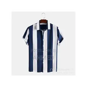 Men Hawaiian Print Short Sleeve Button Down Shirt