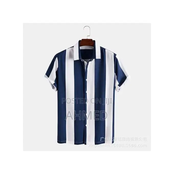Men Hawaiian Print Short Sleeve Button Down Shirt