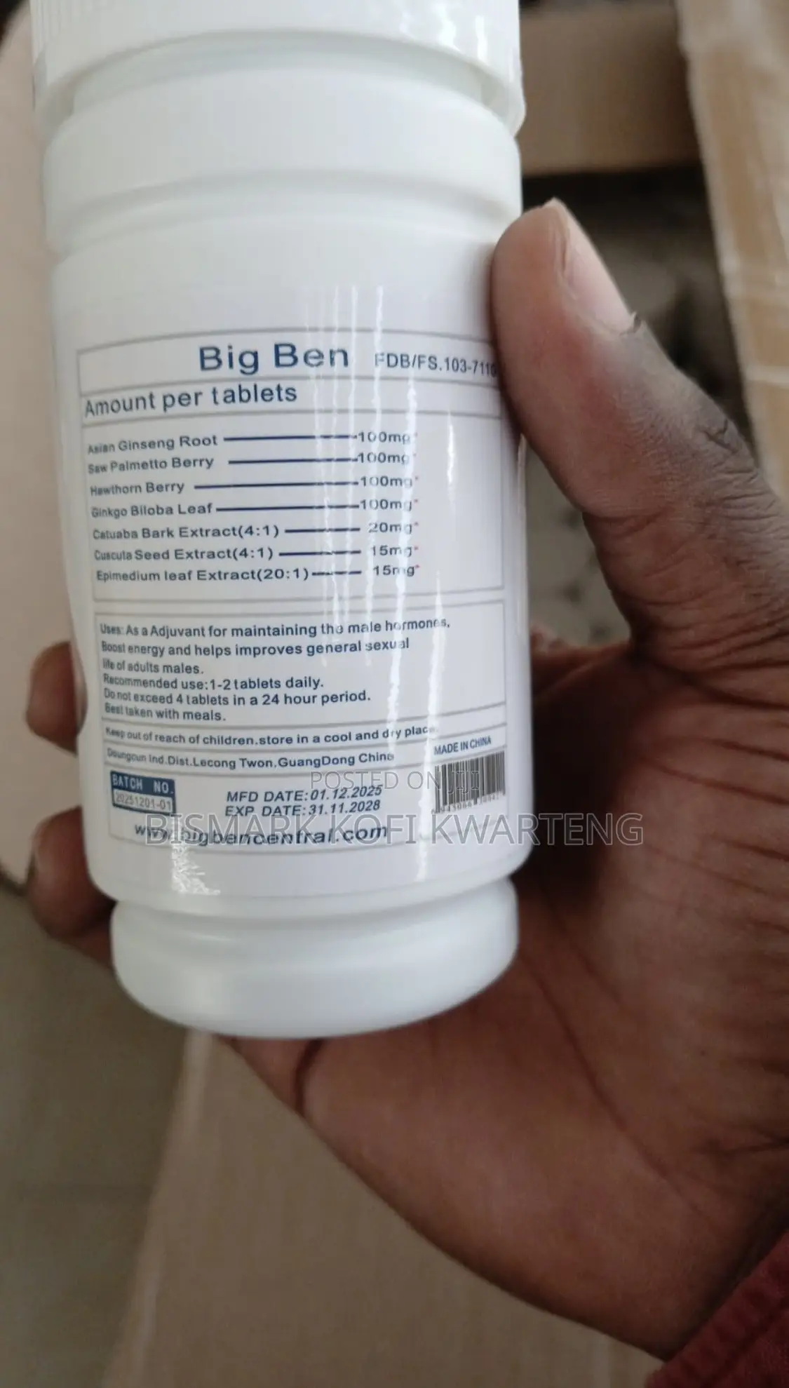 Big Ben Men's Health Tablets - 60 Tablets