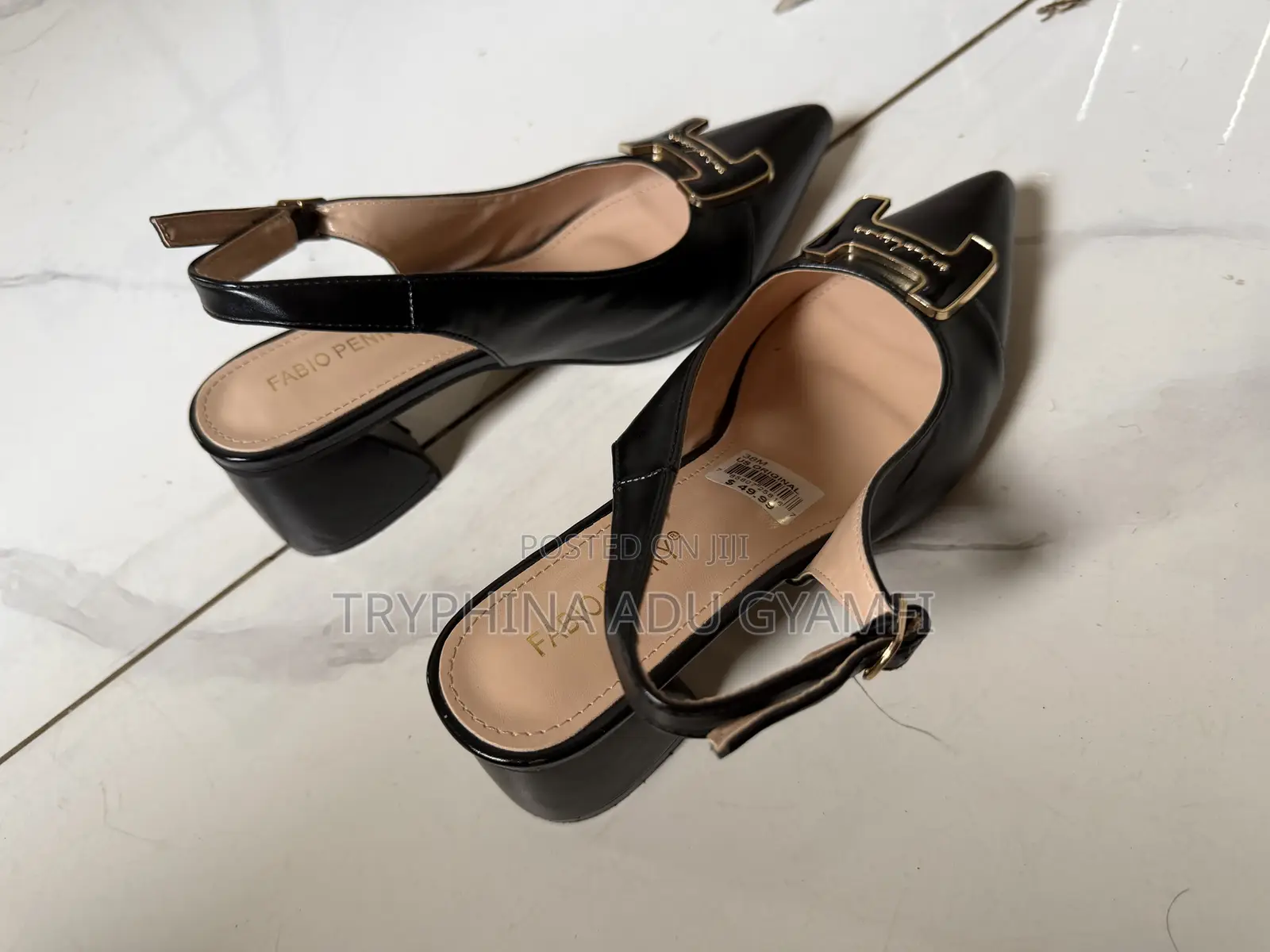 Brand New Classic Black Slicked Back Shoe for Ladies