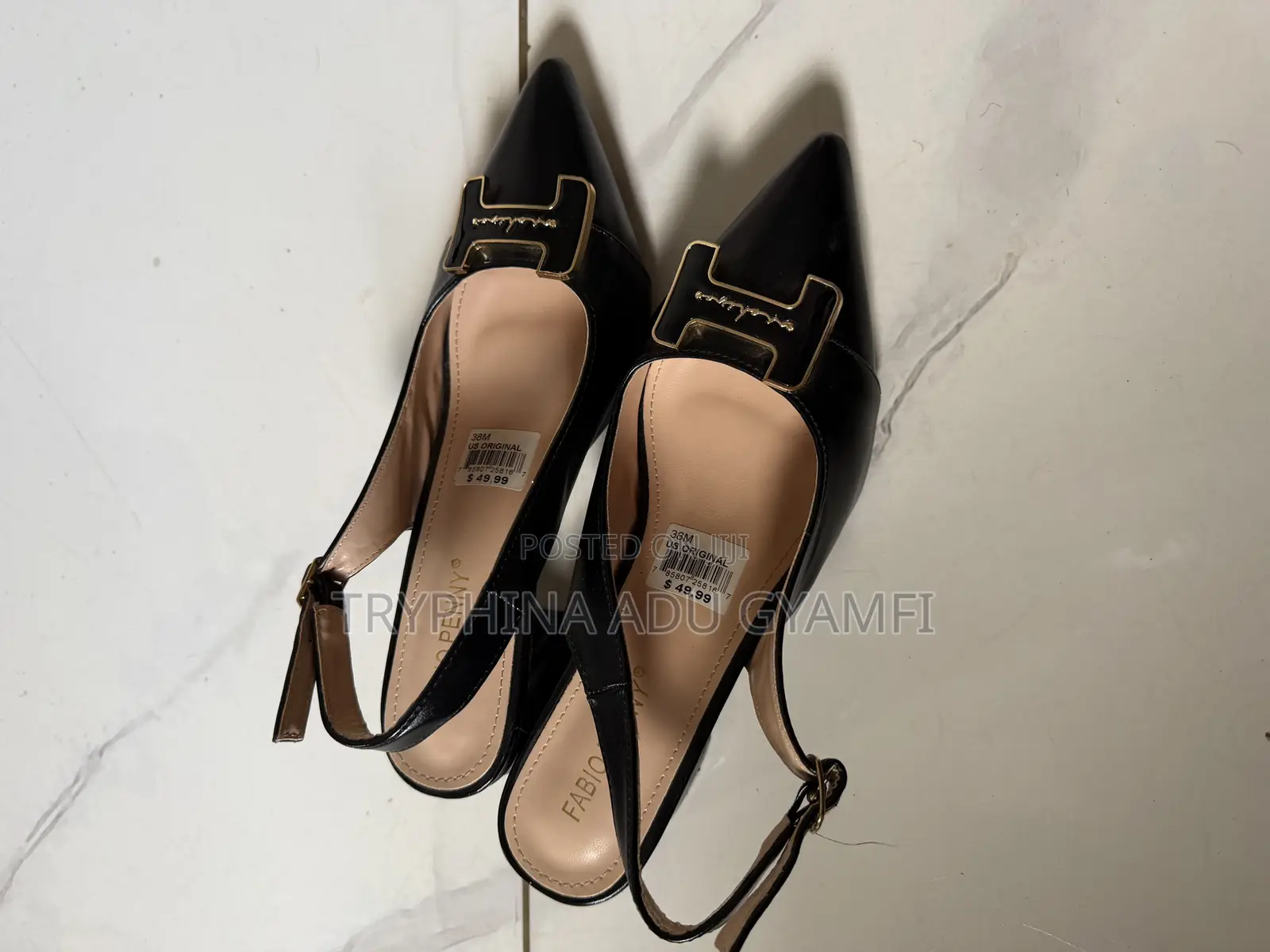 Brand New Classic Black Slicked Back Shoe for Ladies