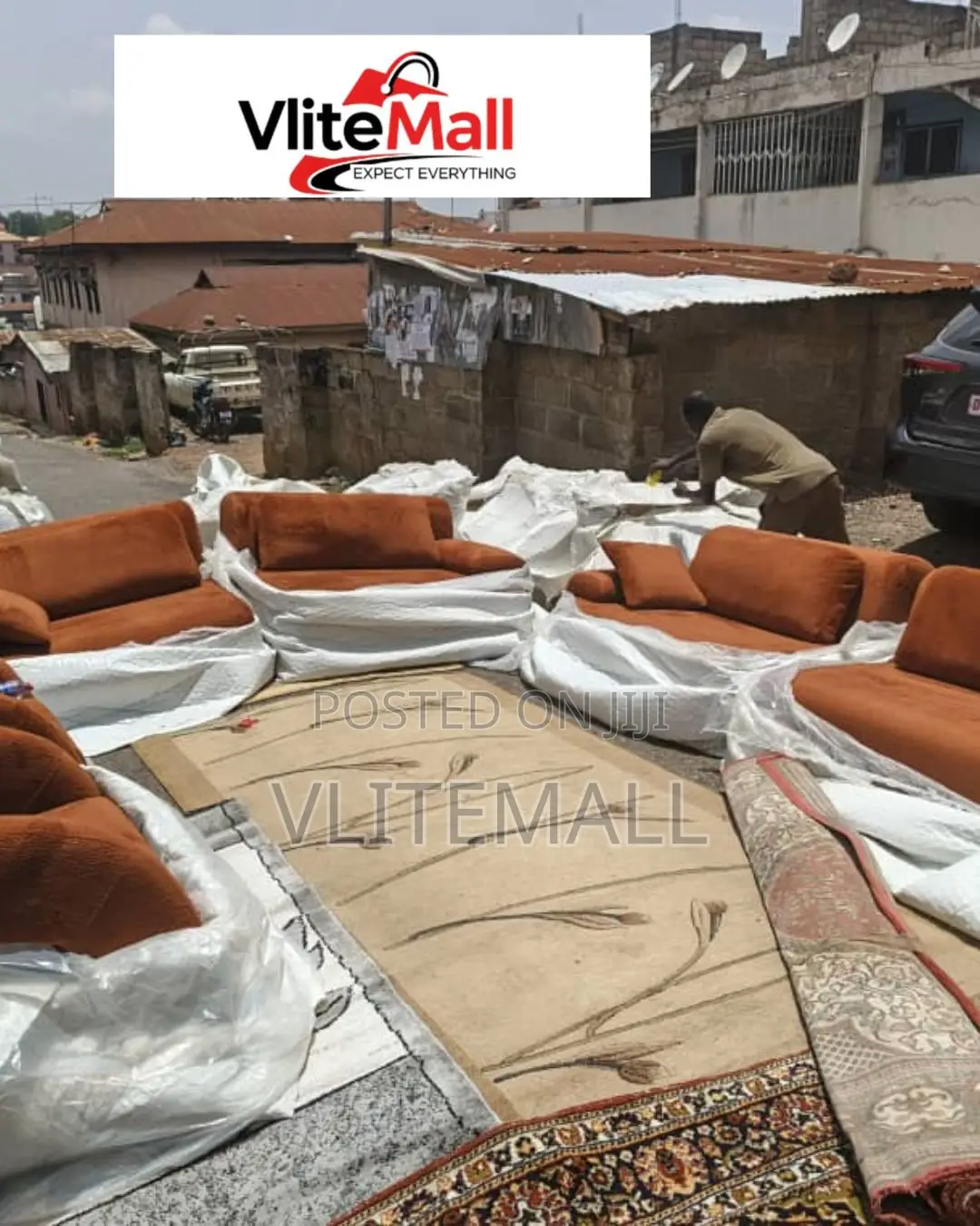 Newly Manufactured Brown Fabric Sofa Set,