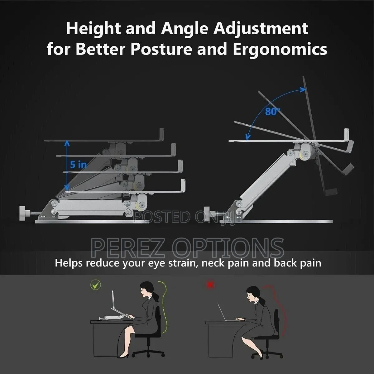 Adjustable Height-and-Angle Aluminum Laptop Stand