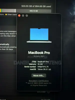 Laptop Apple MacBook Pro 16GB Apple M1 Pro SSD 1T