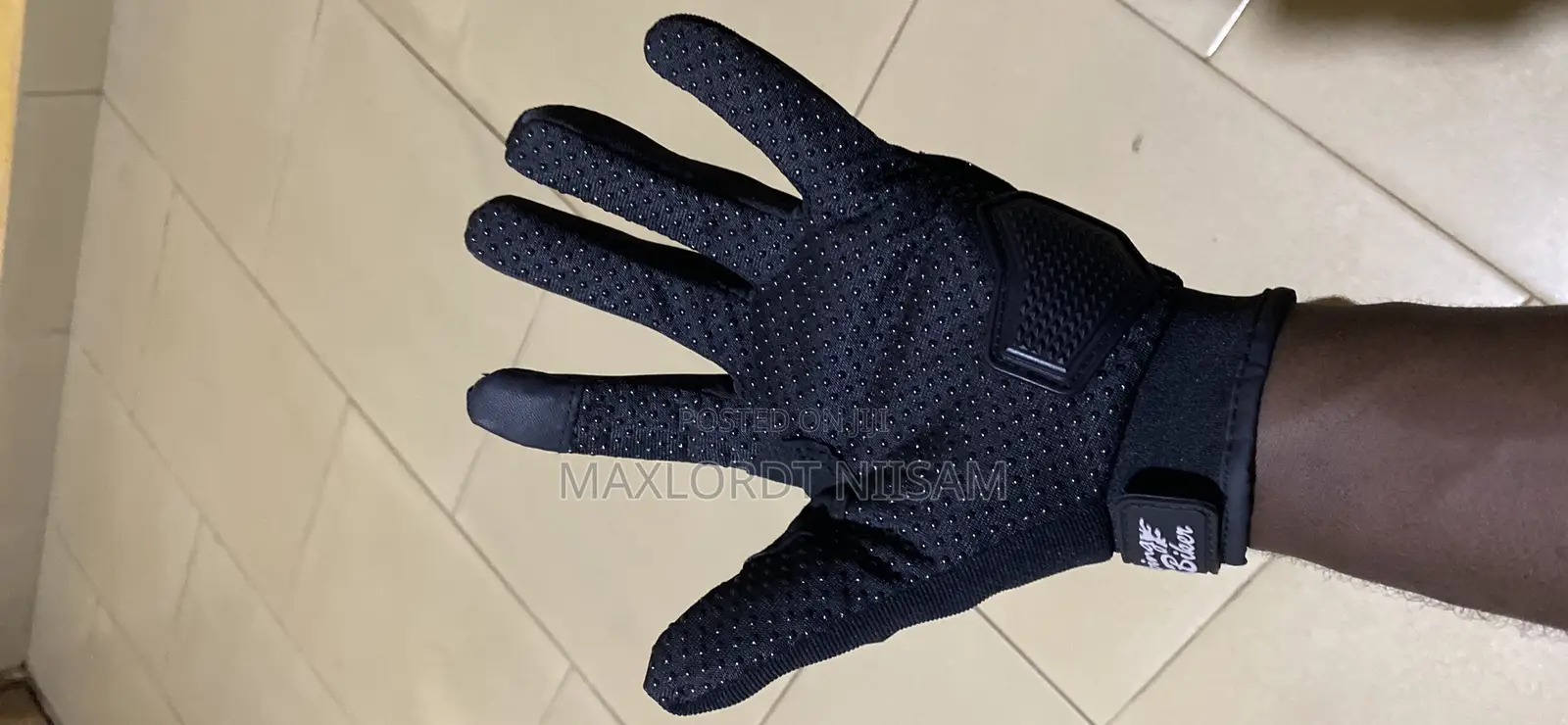 Black Riding Gloves With Abs Plastic Knuckle Protection