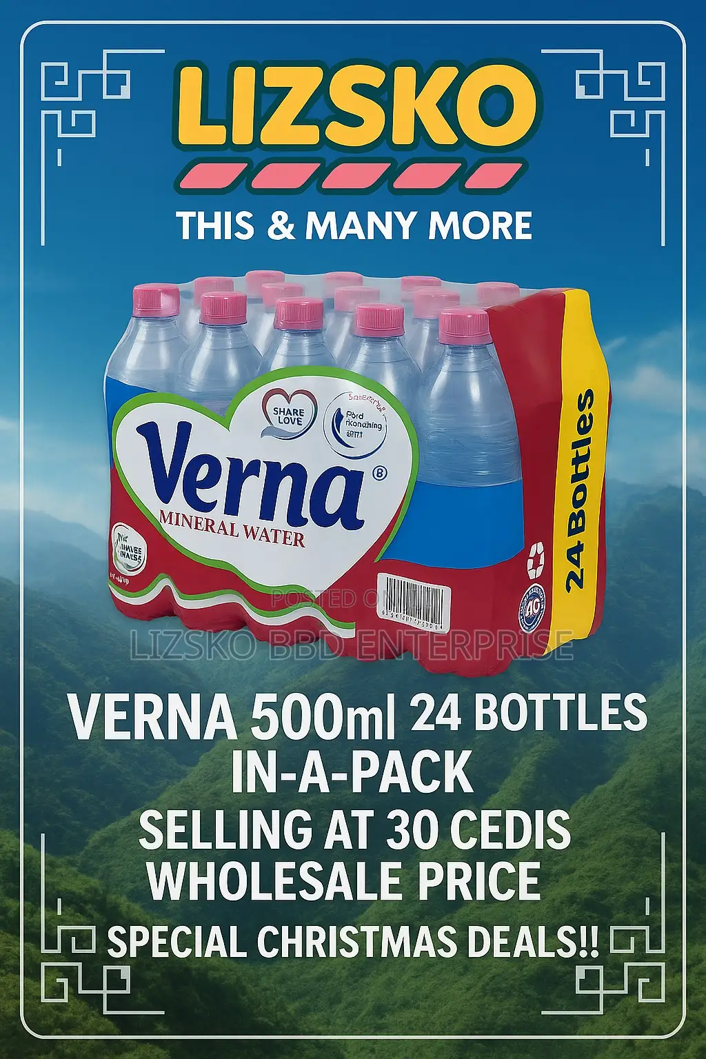 We Supply Verna Water in Bulk Quantities 100 Packs and Above