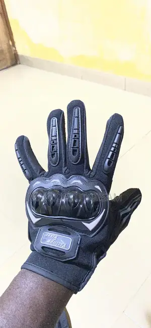 Black Riding Gloves With Abs Plastic Knuckle Protection