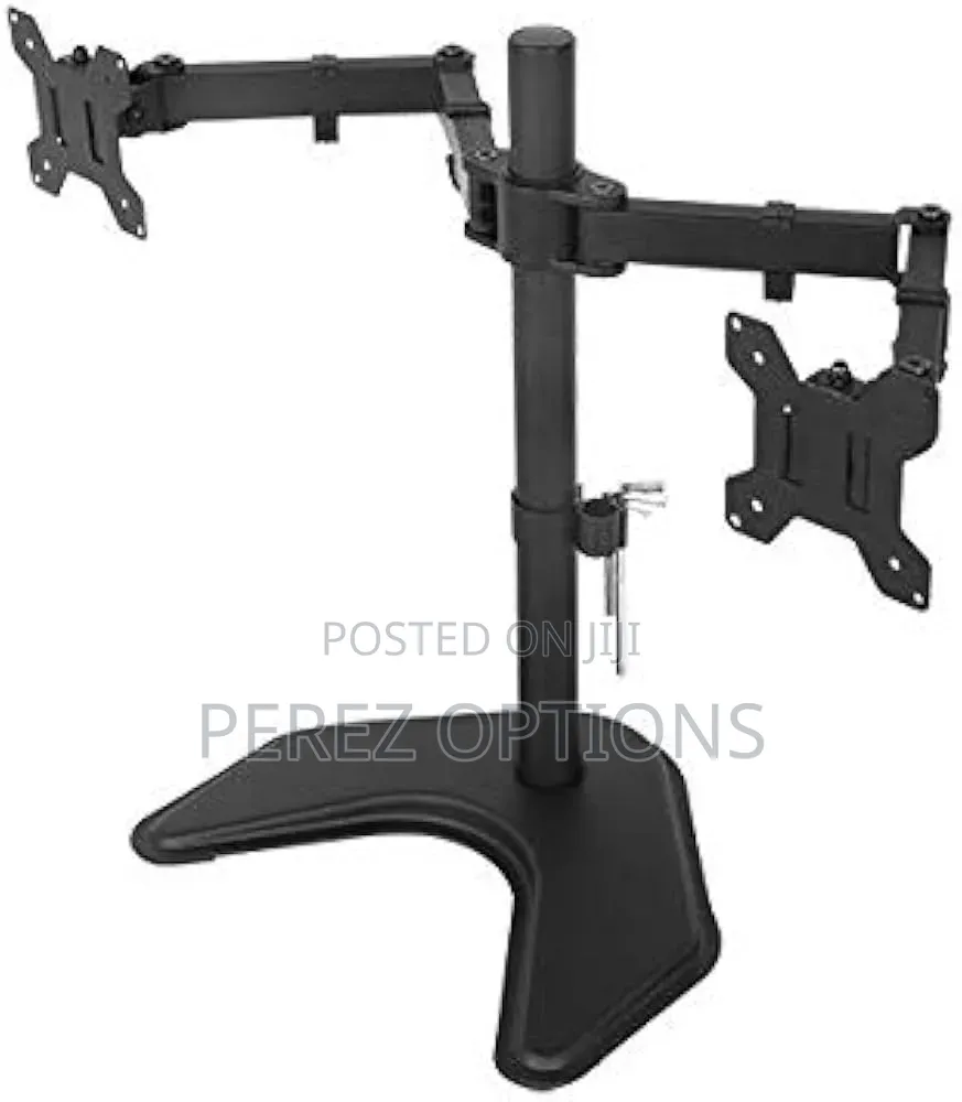 Rife Dual Standing Height Adjustable 2 Arm Monitor Stand For Desk