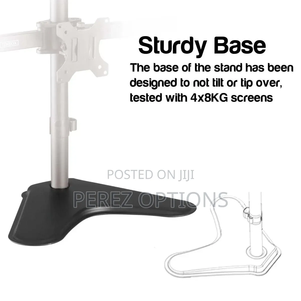 Rife Dual Standing Height Adjustable 2 Arm Monitor Stand For Desk