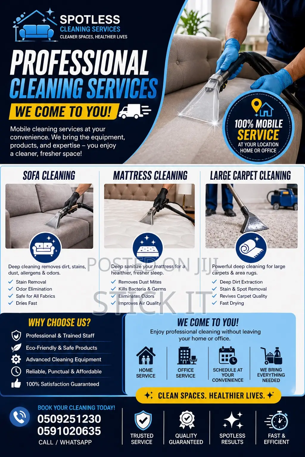 Sofa, Mattress and Large Carpet Cleaning