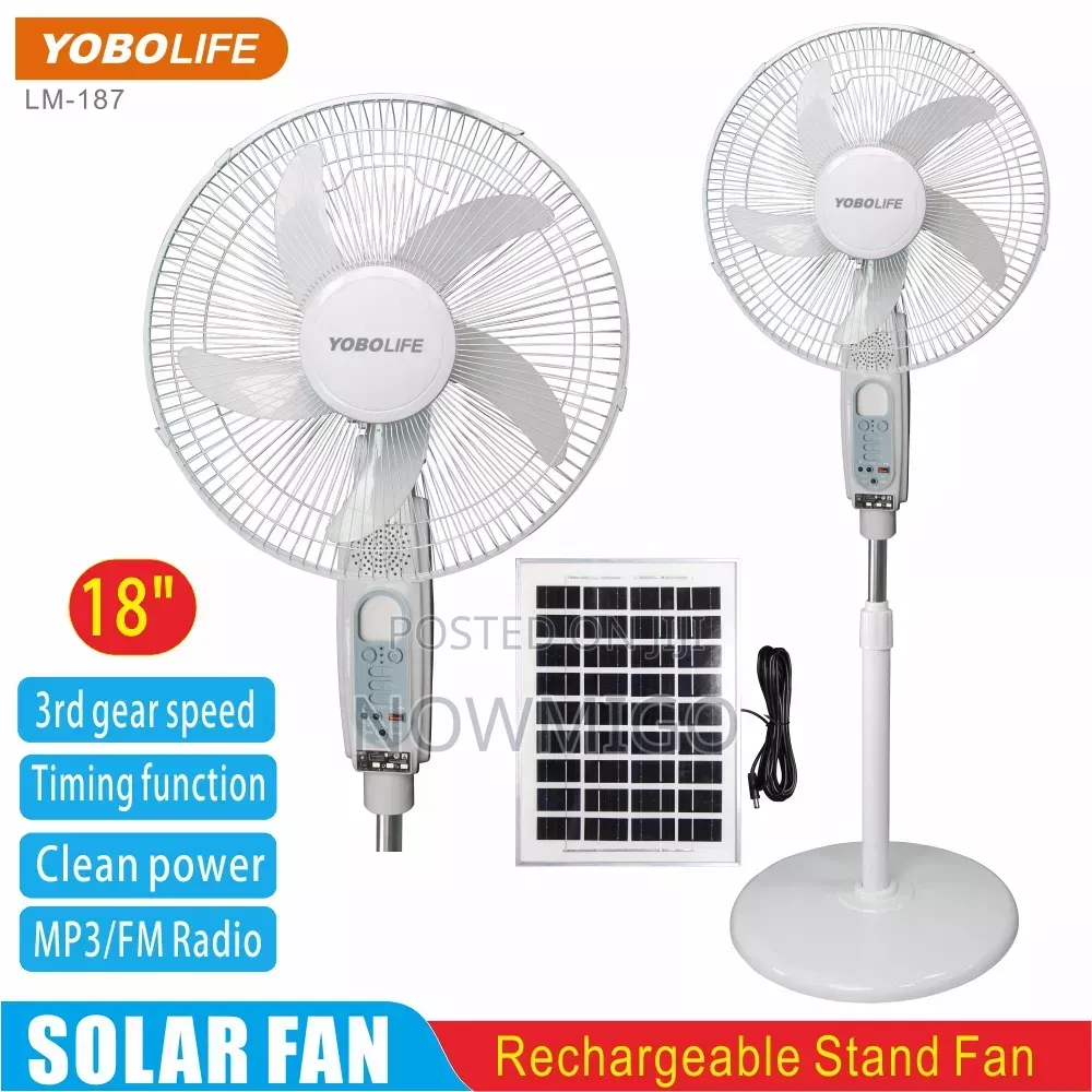 Rechargeable-Solar 18 Inches Stand Fan