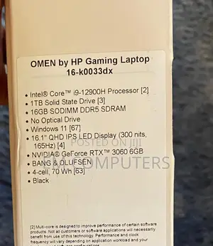 New Laptop HP Omen 16 16GB Intel Core i9 SSD 1T