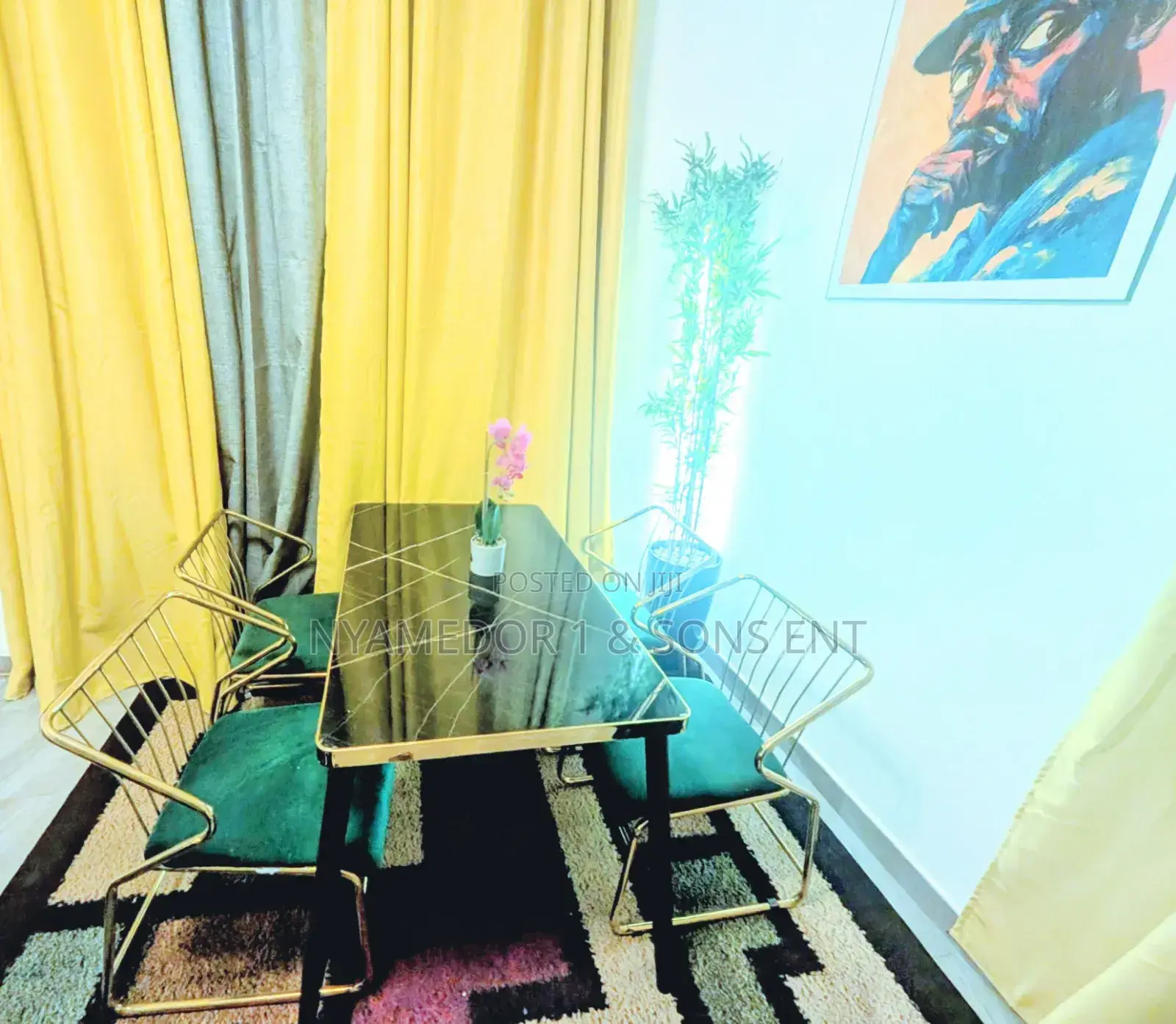 4 Chair Dinning Set With Marble Table for Sale