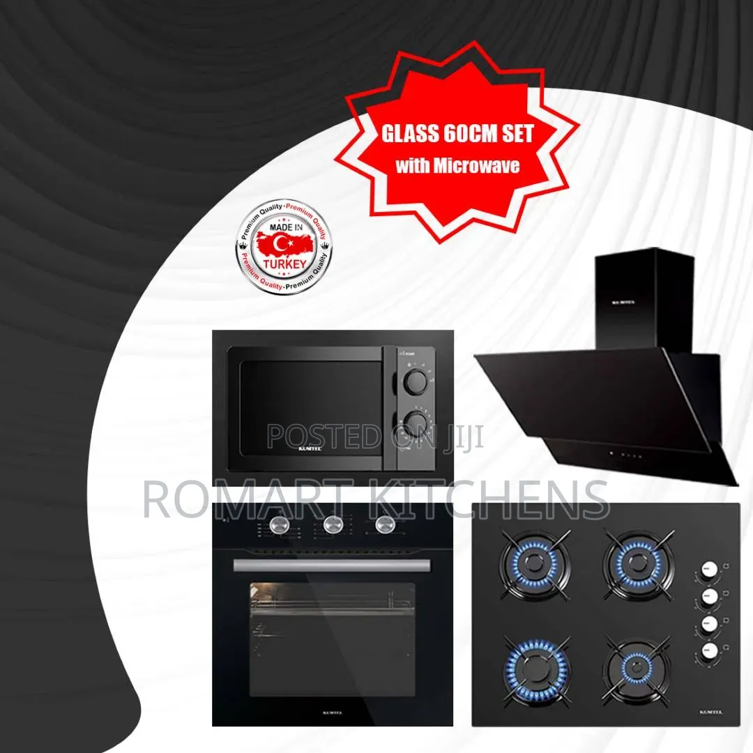 60cm Inbuilt Glass Set. Oven, Hob, Microwave and Heat Extractor