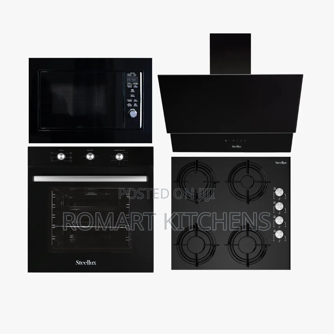 4 Burner 60cm Inbuilt Glass Set. Microwave, Oven, Hob and Extractor