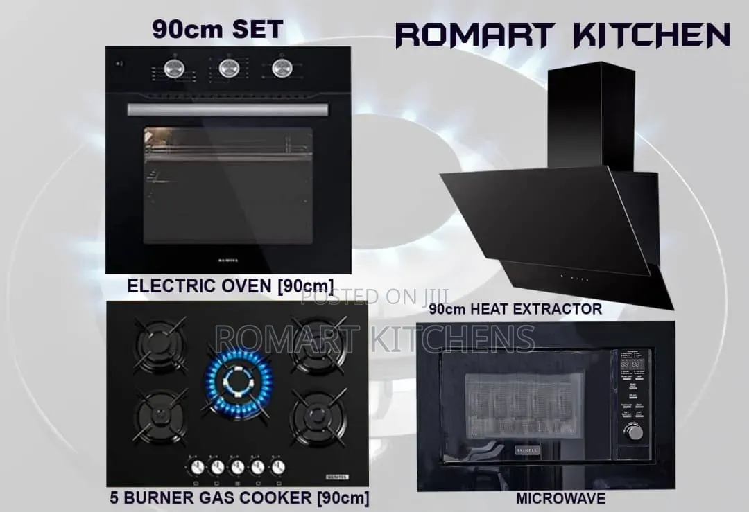 Top Turkish 90cm Glass Built-in Set. Oven, Hob, Hood and Microwave