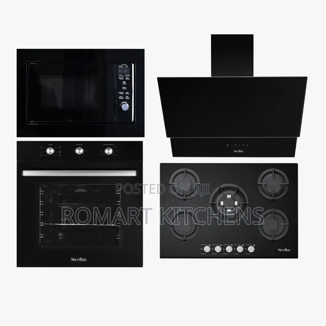 Inbuilt 5 Burner Glass Set. Oven, Hob, Burner and Extractor