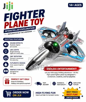 Fighter Plane Toy – Lights, Sound 360° Rotation
