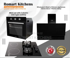60cm Inbuilt Glass Gas and Electric Combo Set. Oven, Hob and Hood
