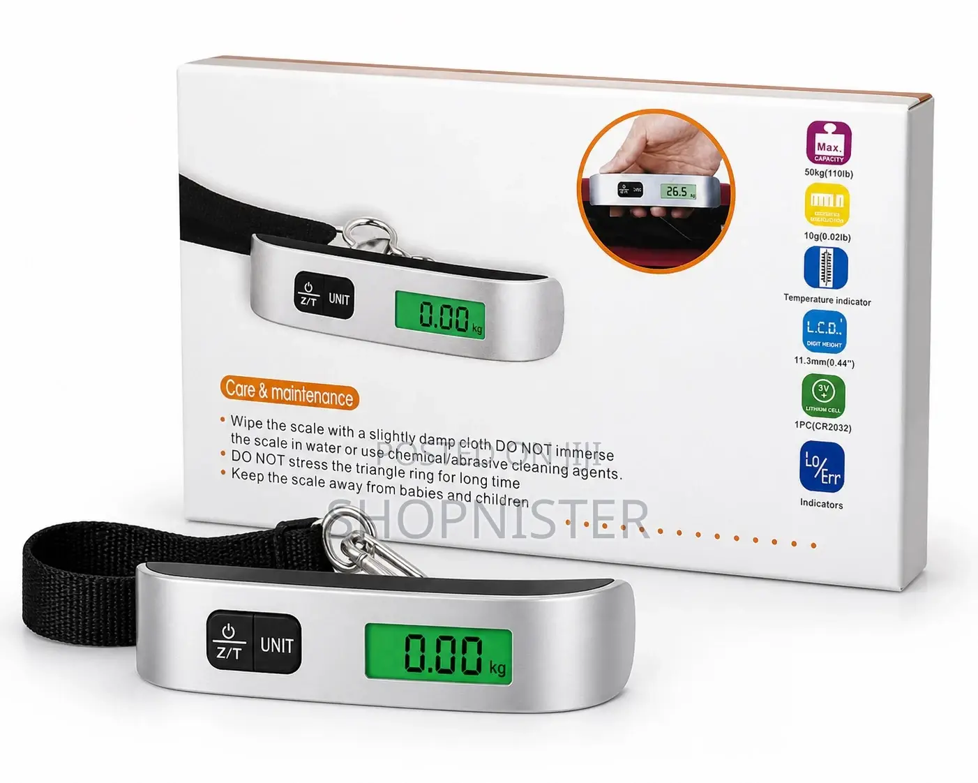 Portable Digital Luggage Scale – Handheld Travel 50kg Capacity)