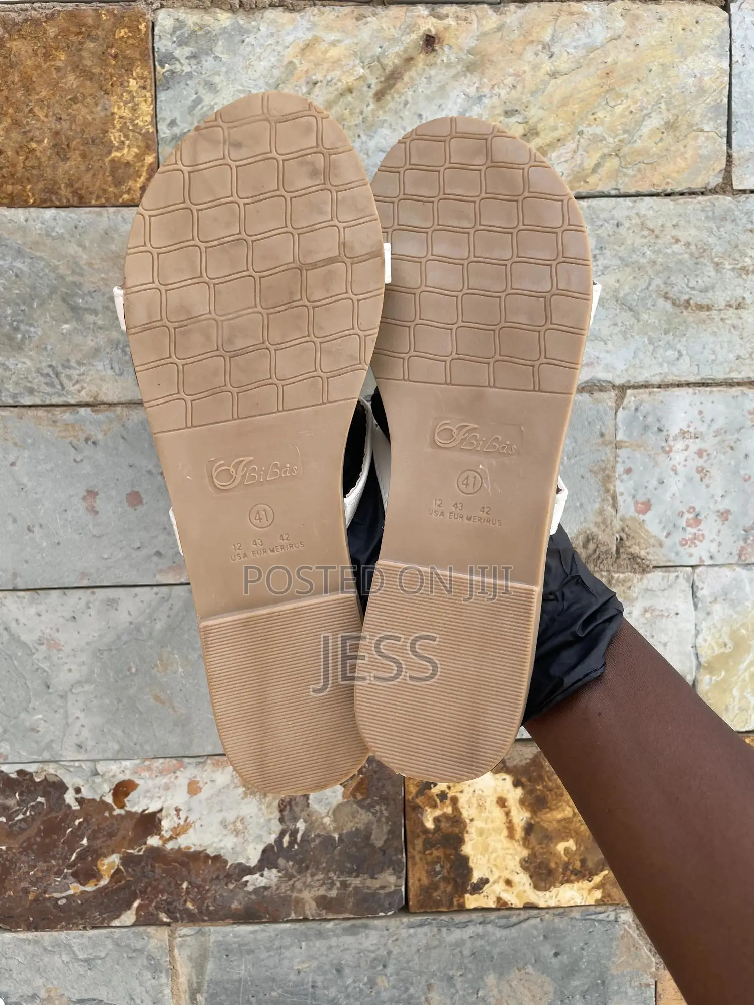 White, Faux Leather Slipper With Metallic Keyhole Design