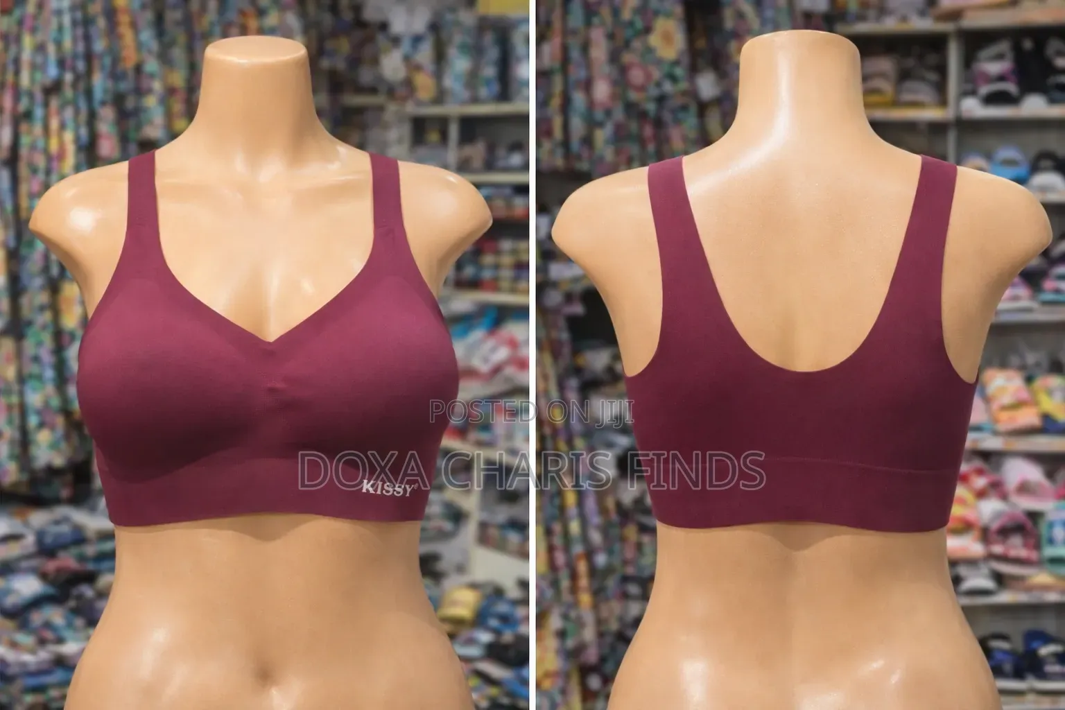 Kissy Maroon Seamless Bra With Lace, Preloved and Comfortable