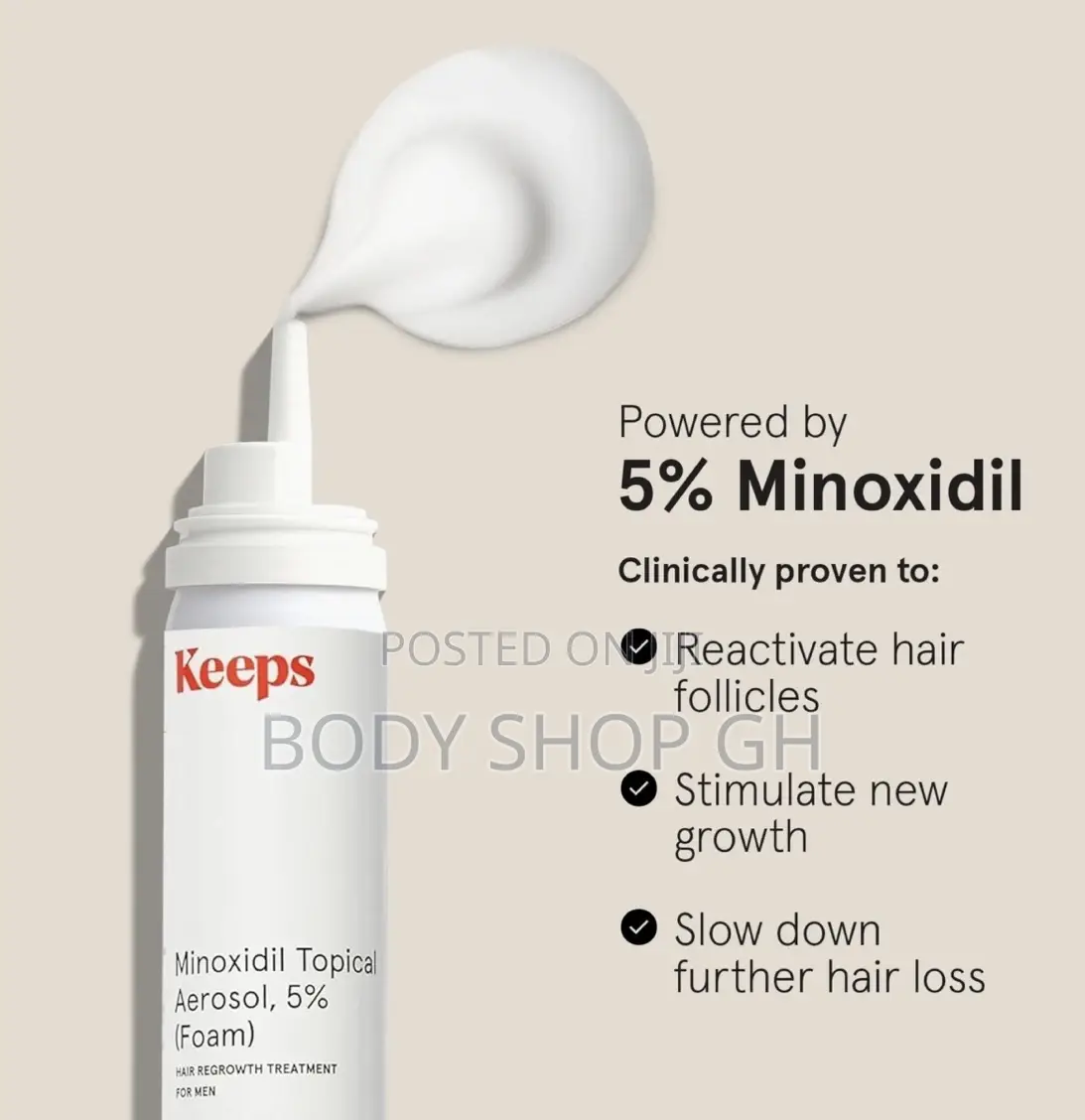 Keeps Minoxidil Foam for Men - Extra Strength Hair Regrowth Treatment