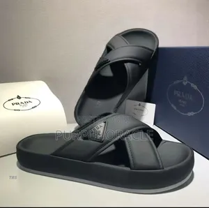 Prada Crisscross Leather Slide