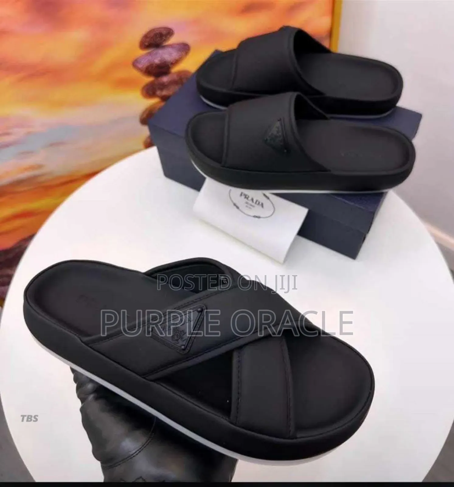 Prada Crisscross Leather Slide