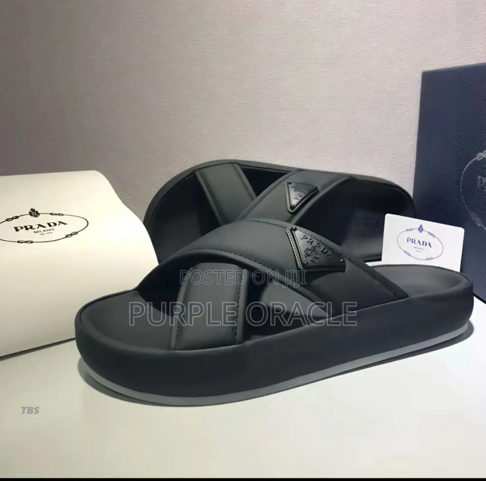 Prada Crisscross Leather Slide
