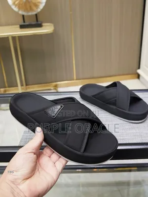 Prada Crisscross Leather Slide