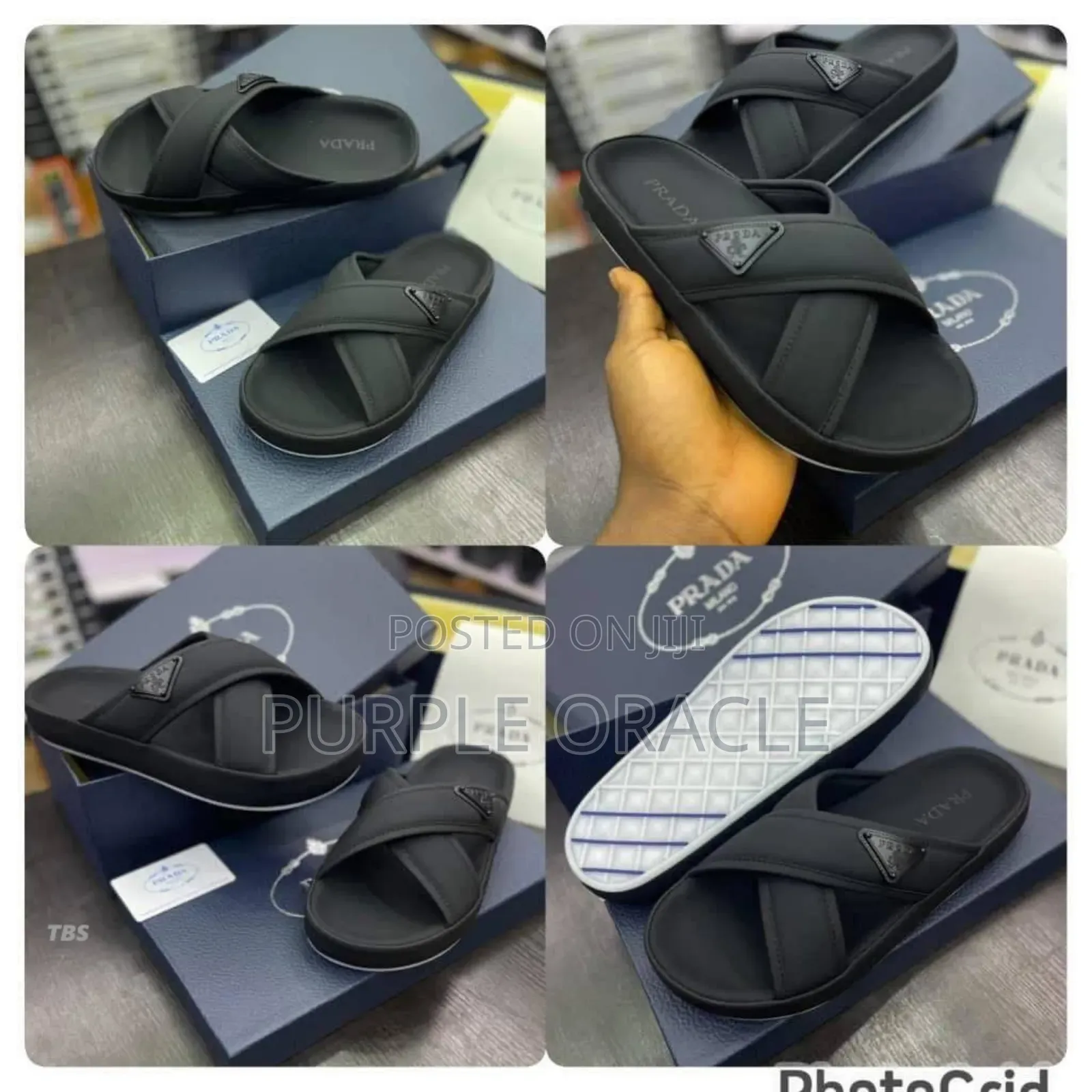 Prada Crisscross Leather Slide