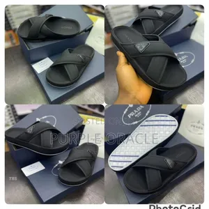 Prada Crisscross Leather Slide