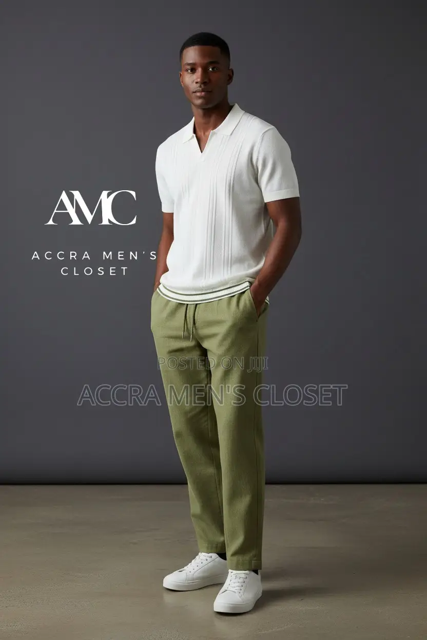 Men's Polo Shirt Trouser Sets(Colour Block, Knit Polo Jogger Sets)