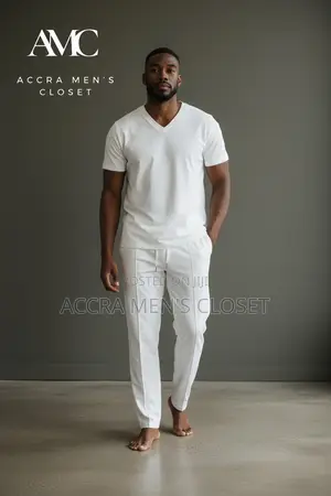 Men's 2-Piece Casual Set - V-Neck, Colour Block Polo Trouser Sets