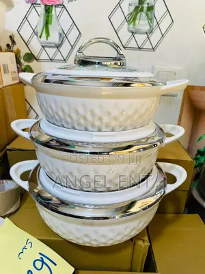 3 Piece Ceramic Soup Pot/Serving Bowl Set (Location:Kumasi)