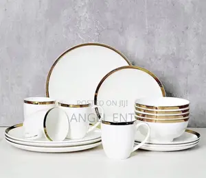 White and Gold Modern Porcelain Dinnerware Set (Location: Kumasi)