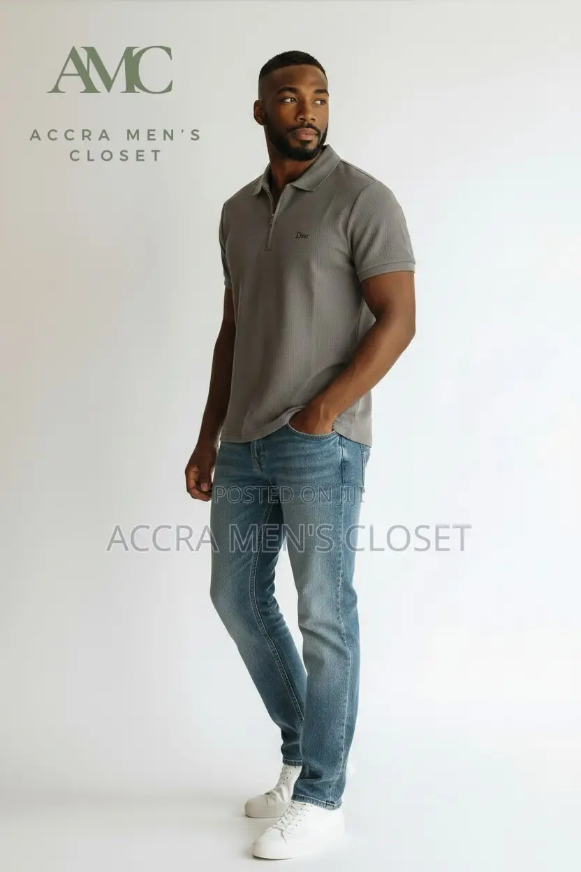 Men's Premium Short Sleeve Polo Shirt – Zip Neck, Smart Casual