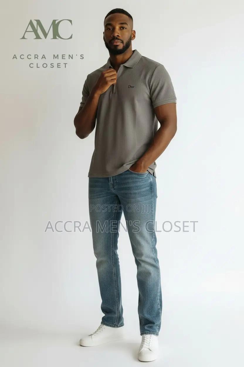 Men's Premium Short Sleeve Polo Shirt – Zip Neck, Smart Casual