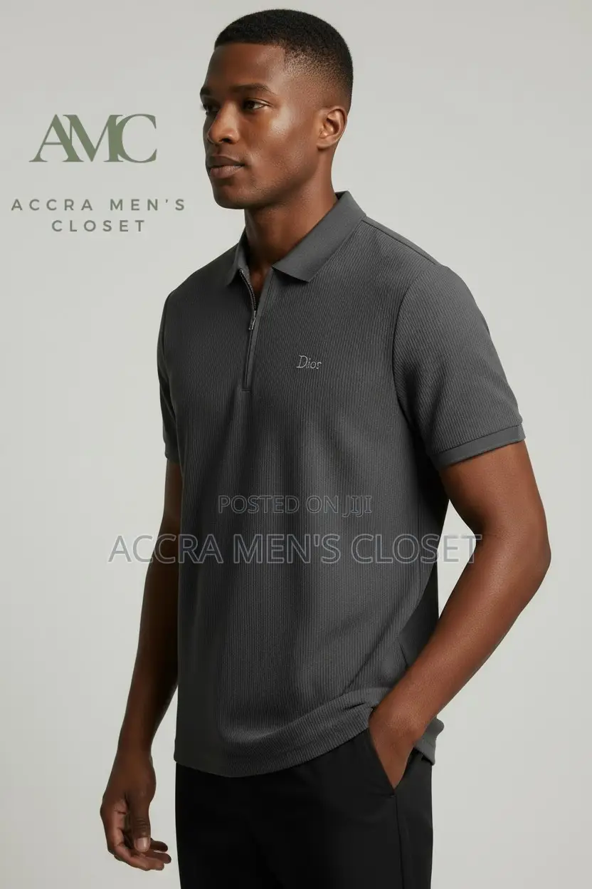 Men's Premium Short Sleeve Polo Shirt – Zip Neck, Smart Casual