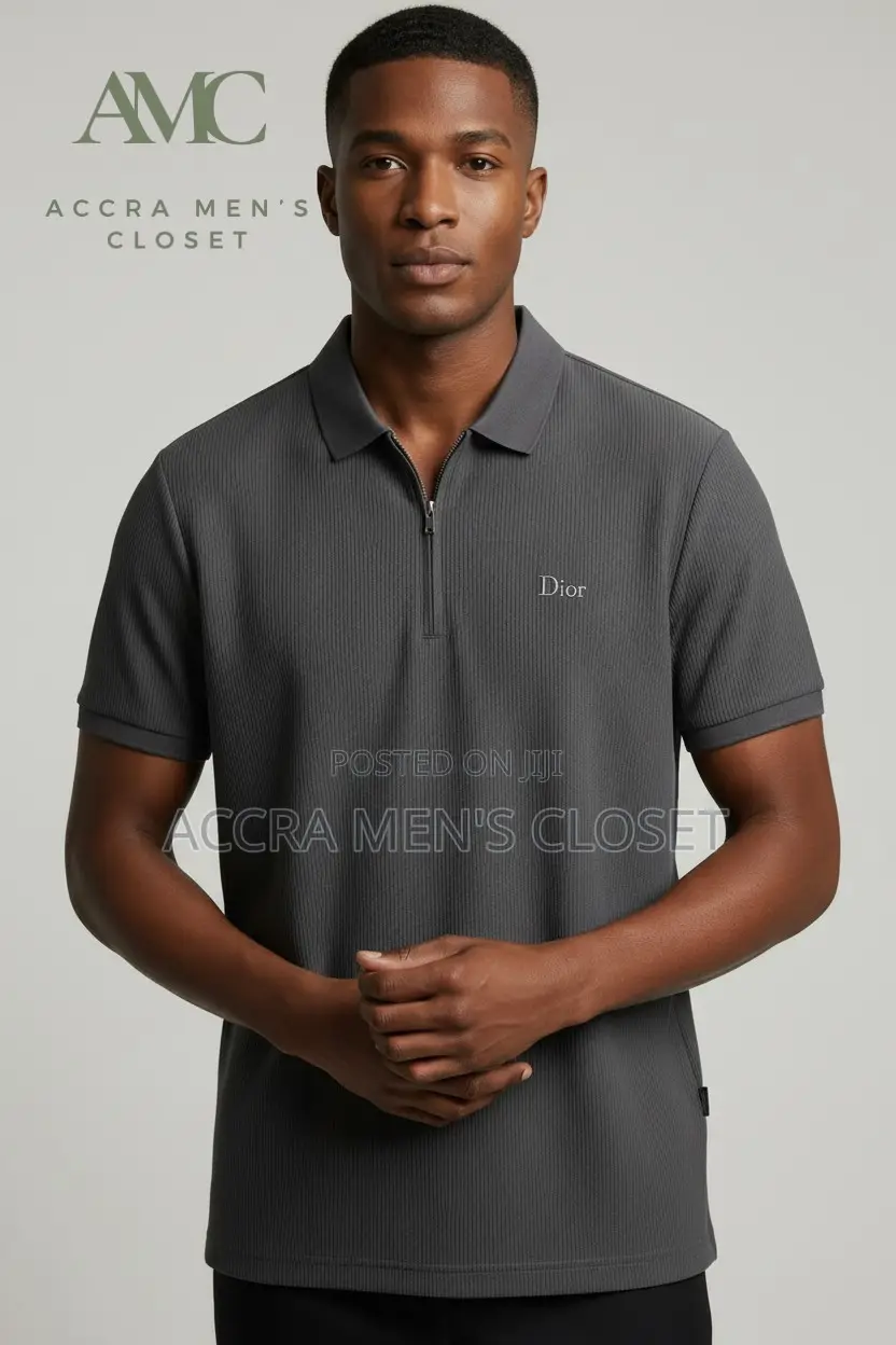 Men's Premium Short Sleeve Polo Shirt – Zip Neck, Smart Casual