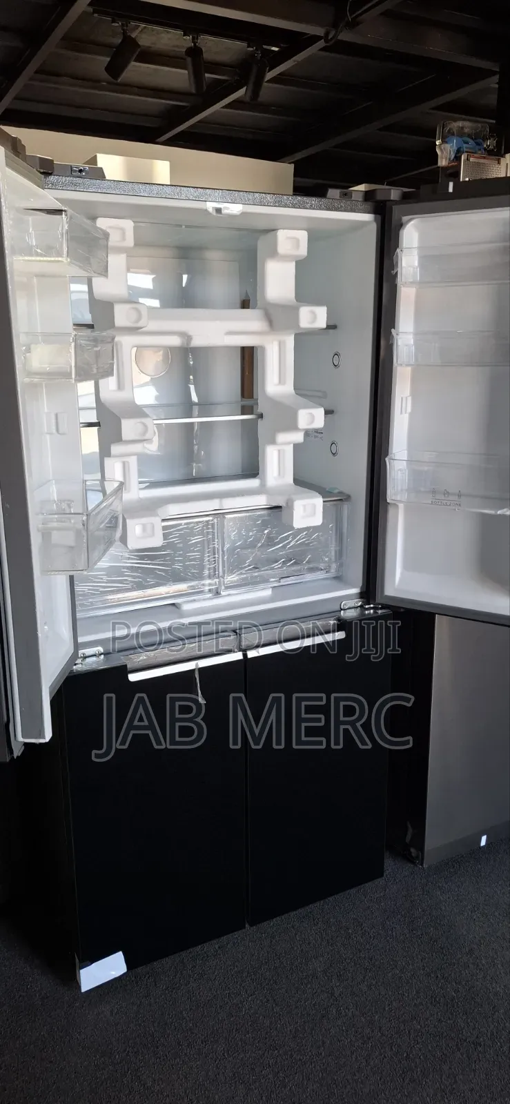 Discount Price French Door Fridge Glass Mirror Black Bottom Freezer